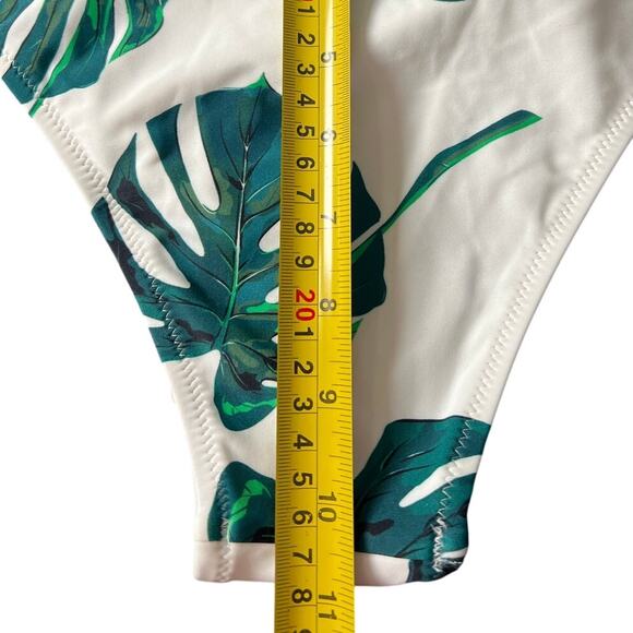 Cupshe White Green Leaf Swimwear Bikini Bottom Large L NWT - Picture 5 of 6